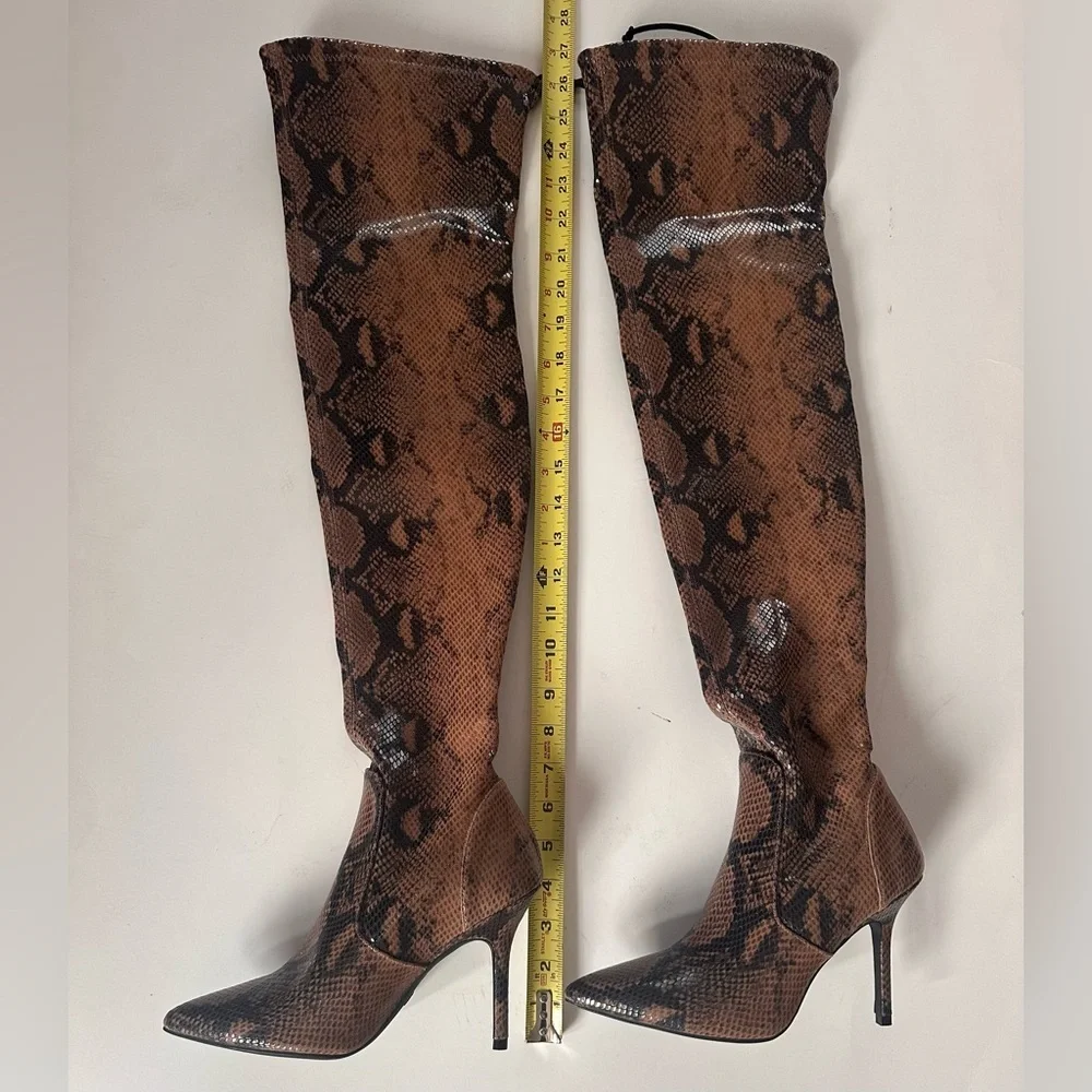 STUART WEITZMAN Carne Over-The-Knee Snakeskin- Embossed Leather Boots